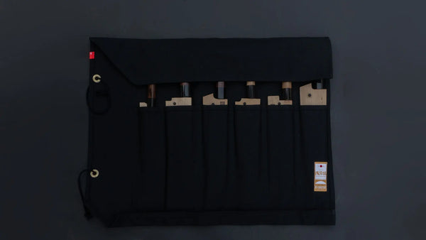 HI-CONDITION Hanpu Canvas 6 Pockets Knife Roll Black - Tetogi