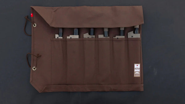 HI-CONDITION Hanpu Canvas 6 Pockets Knife Roll Brown - Tetogi