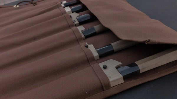 HI-CONDITION Hanpu Canvas 6 Pockets Knife Roll Brown - Tetogi