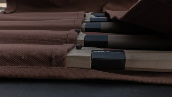 HI-CONDITION Hanpu Canvas 6 Pockets Knife Roll Brown - Tetogi