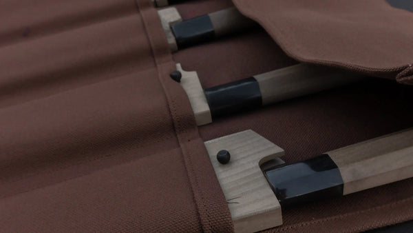 HI-CONDITION Hanpu Canvas 6 Pockets Knife Roll Brown - Tetogi