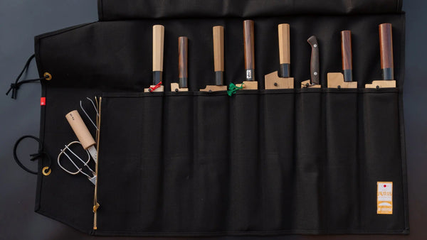 HI-CONDITION Hanpu Canvas 9 Pockets Knife Roll Black - Tetogi