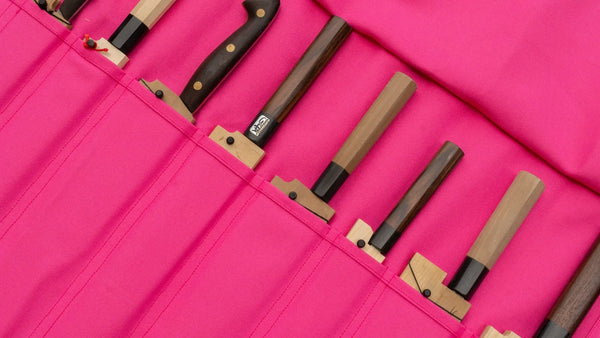 HI-CONDITION Hanpu Canvas 9 Pockets Knife Roll Deep Candy Pink - Tetogi