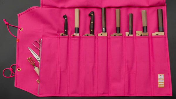 HI-CONDITION Hanpu Canvas 9 Pockets Knife Roll Deep Candy Pink - Tetogi