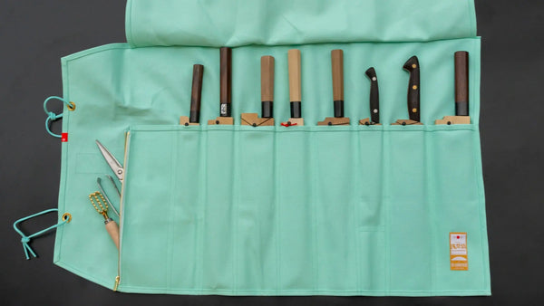 HI-CONDITION Hanpu Canvas 9 Pockets Knife Roll Deep Cream Soda - Tetogi