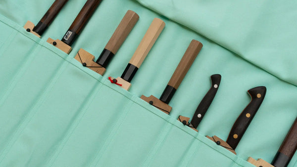 HI-CONDITION Hanpu Canvas 9 Pockets Knife Roll Deep Cream Soda - Tetogi