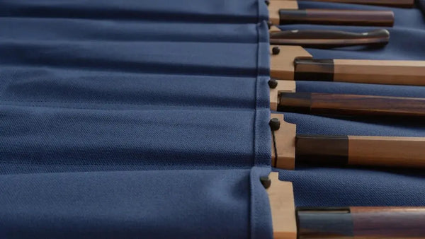 HI-CONDITION Hanpu Canvas 9 Pockets Knife Roll Navy - Tetogi