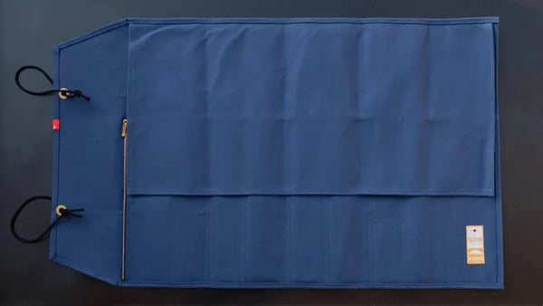 HI-CONDITION Hanpu Canvas 9 Pockets Knife Roll Navy - Tetogi