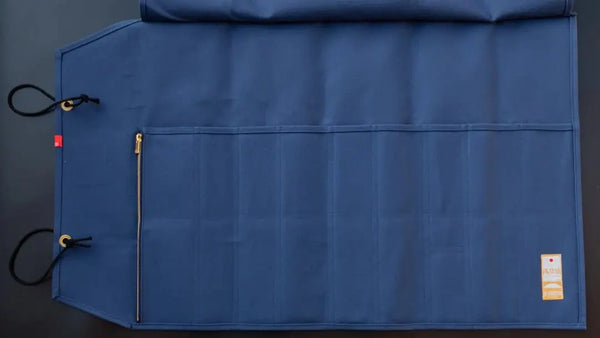 HI-CONDITION Hanpu Canvas 9 Pockets Knife Roll Navy - Tetogi