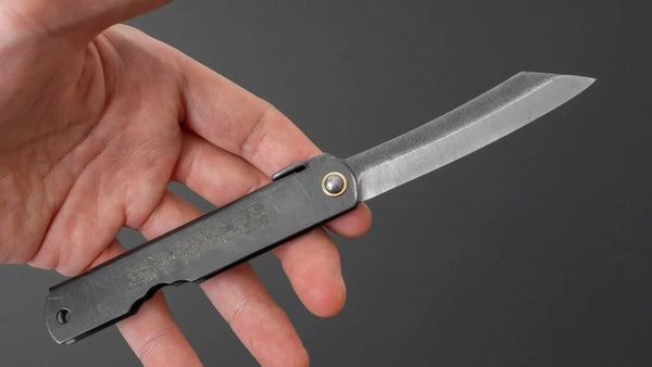 Higonokami Mono Folding Knife Large Brass Handle (Black Handle) - Tetogi
