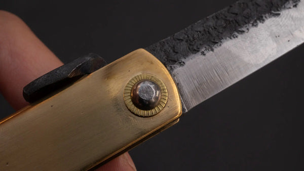 Higonokami Motosuke Folding Knife X Large Brass Handle (#16Y K) - Tetogi