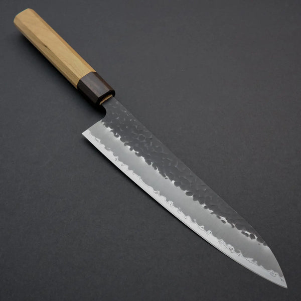 Hitohira Futana SB Kuro Tsuchime Gyuto 210mm Cherry Wood Handle - Tetogi