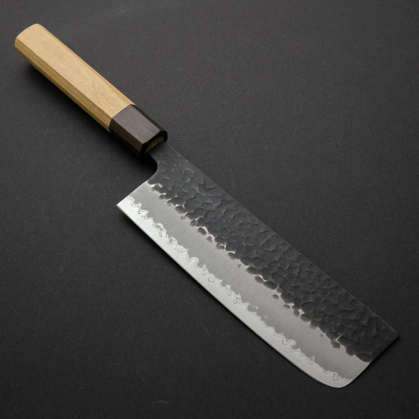 Hitohira Futana SB Kuro Tsuchime Nakiri 165mm Cherry Wood Handle - Tetogi
