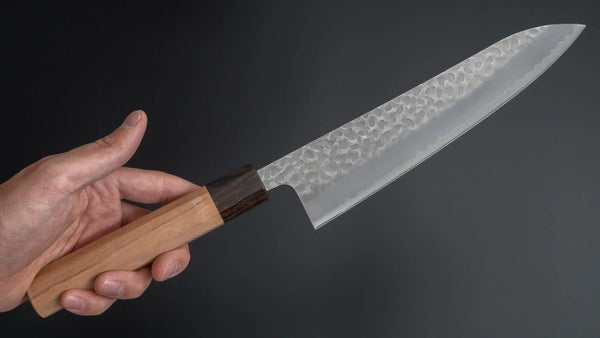Hitohira Futana SB Migaki Tsuchime Gyuto 210mm Cherry Wood Handle - Tetogi