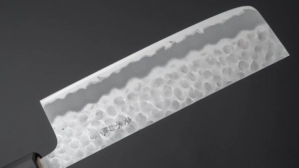 Hitohira Futana White #2 Migaki Tsuchime Nakiri 170mm Cherry Wood Handle - Tetogi