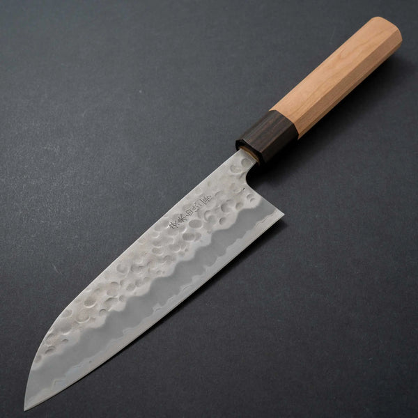 Hitohira Futana White #2 Migaki Tsuchime Santoku 170mm Cherry Wood Handle - Tetogi