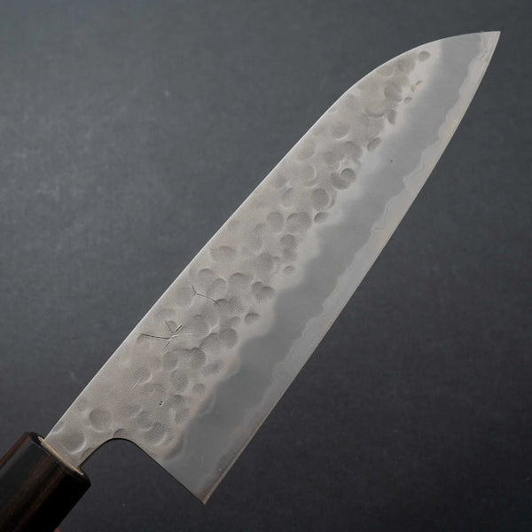 Hitohira Futana White #2 Migaki Tsuchime Santoku 170mm Cherry Wood Handle - Tetogi