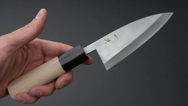 Hitohira Gorobei Blue #2 Ajikiri 105mm Ho Wood Handle (D-Shape) - Tetogi