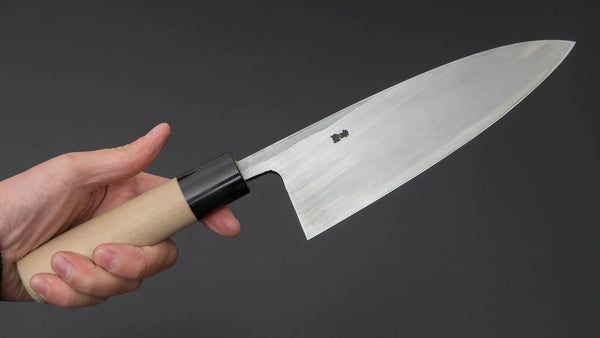 Hitohira Gorobei Blue #2 Left-Handed Deba 180mm Ho Wood Handle (D-Shape) - Tetogi