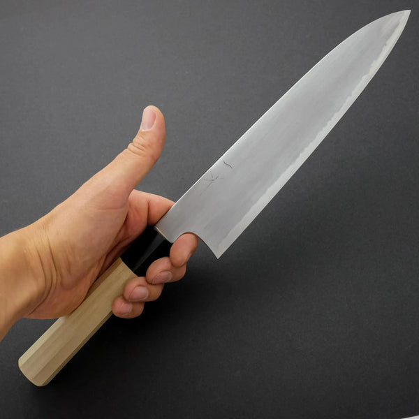 Hitohira Gorobei Rikichi White #2 Kasumi Gyuto 240mm Ho Wood Handle - Tetogi