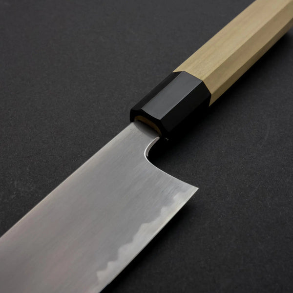 Hitohira Gorobei Rikichi White #2 Kasumi Santoku Ho Wood Handle (Black ferrule) - Tetogi