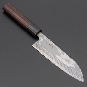 Hitohira GR Blue #2 Damascus Santoku 135mm Wood Handle - Tetogi
