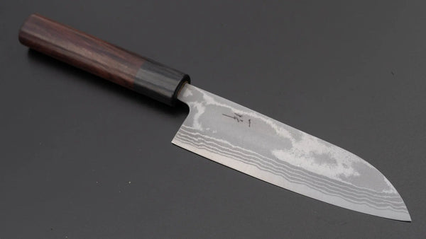 Hitohira GR Blue #2 Damascus Santoku 135mm Wood Handle - Tetogi