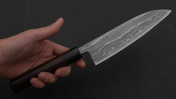 Hitohira GR Blue #2 Damascus Santoku 165mm Wood Handle - Tetogi