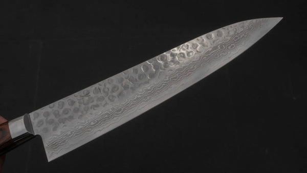 Hitohira HG Tsuchime Damascus Gyuto 210mm Imitation Mahogany Handle - Tetogi