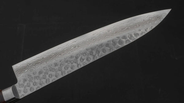 Hitohira HG Tsuchime Damascus Gyuto 210mm Imitation Mahogany Handle - Tetogi