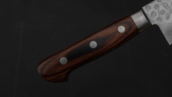Hitohira HG Tsuchime Damascus Gyuto 210mm Imitation Mahogany Handle - Tetogi