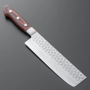 Hitohira HG Tsuchime Damascus Nakiri 160mm Imitation Mahogany Handle - Tetogi