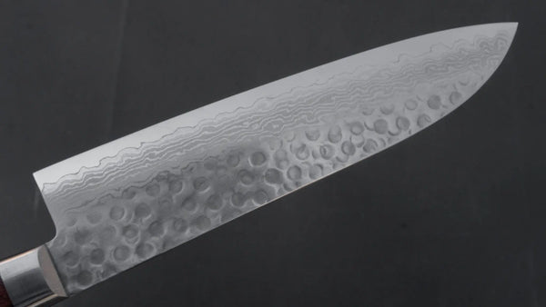 Hitohira HG Tsuchime Damascus Santoku 185mm Imitation Mahogany Handle - Tetogi