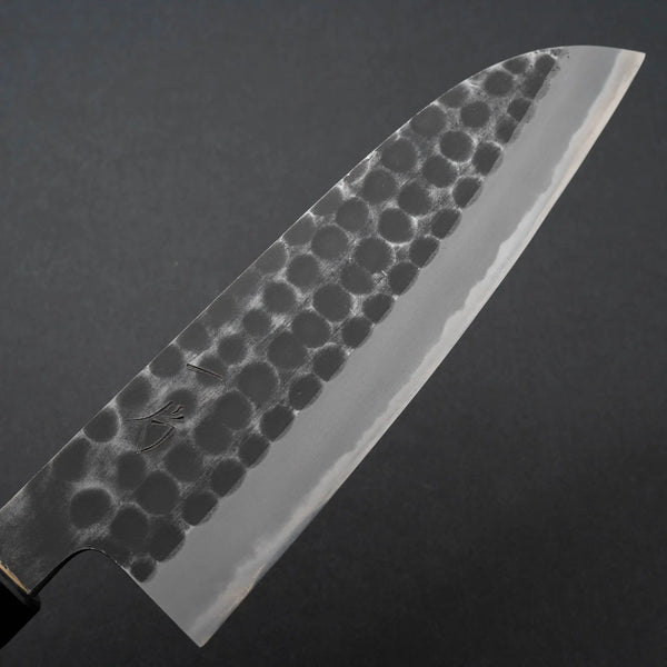 Hitohira Hinode Tsuchime White #2 Santoku 165mm Ho Wood Handle - Tetogi