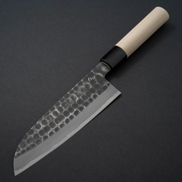 Hitohira Hinode Tsuchime White #2 Santoku 165mm Ho Wood Handle - Tetogi