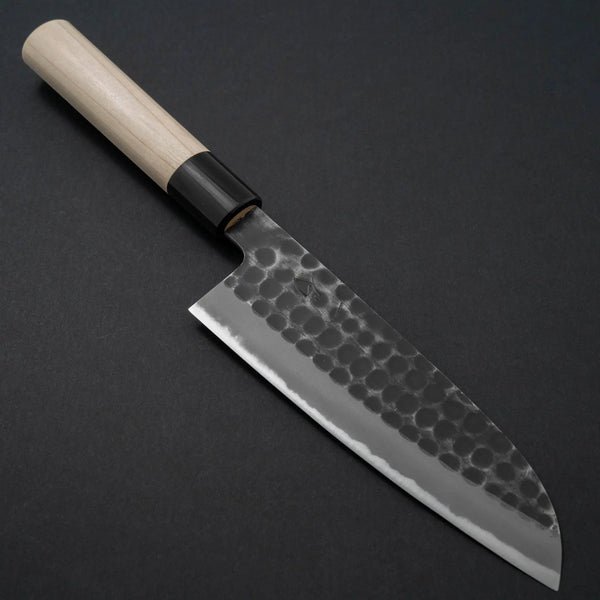Hitohira Hinode Tsuchime White #2 Santoku 165mm Ho Wood Handle - Tetogi