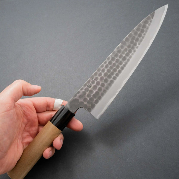 Hitohira Hinode Tsuchime White #2 Stainless Clad Gyuto 210mm Ho Wood Handle - Tetogi