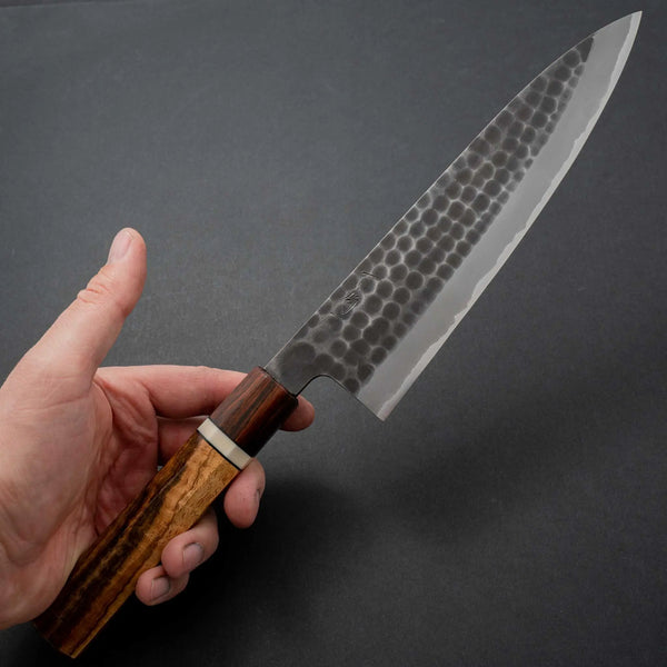 Hitohira Hinode Tsuchime White #2 Stainless Clad Gyuto 210mm Riisgaard Walnut Handle - Tetogi