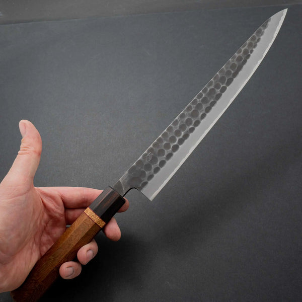 Hitohira Hinode Tsuchime White #2 Stainless Clad Sujihiki 270mm Riisgaard Panga-Panga Handle - Tetogi