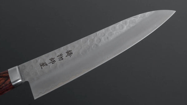 Hitohira Imojiya HG Tsuchime Gyuto 180mm Imitation Mahogany Handle - Tetogi