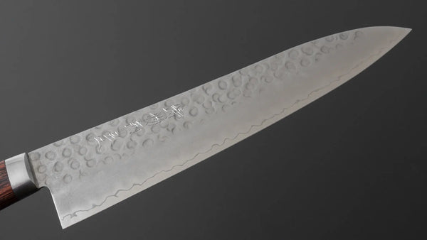 Hitohira Imojiya HG Tsuchime Gyuto 210mm Imitation Mahogany Handle - Tetogi