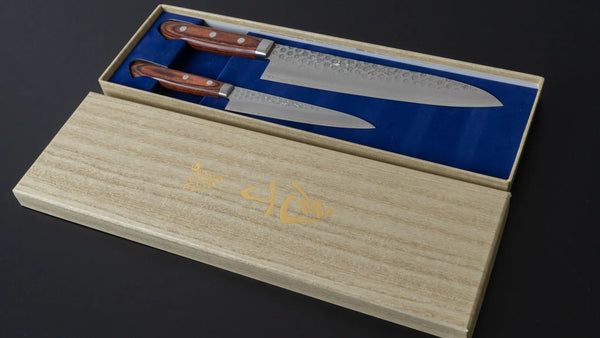 Hitohira Imojiya HG Tsuchime Knife Set (Petty 135mm & Gyuto 210mm) - Tetogi