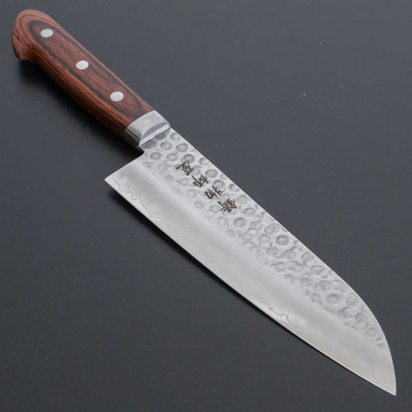 Hitohira Imojiya HG Tsuchime Santoku 170mm Imitation Mahogany Handle - Tetogi