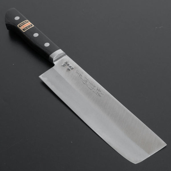 Hitohira Imojiya MZ Blue #2 Stainless Clad Nakiri 165mm Pakka Handle - Tetogi