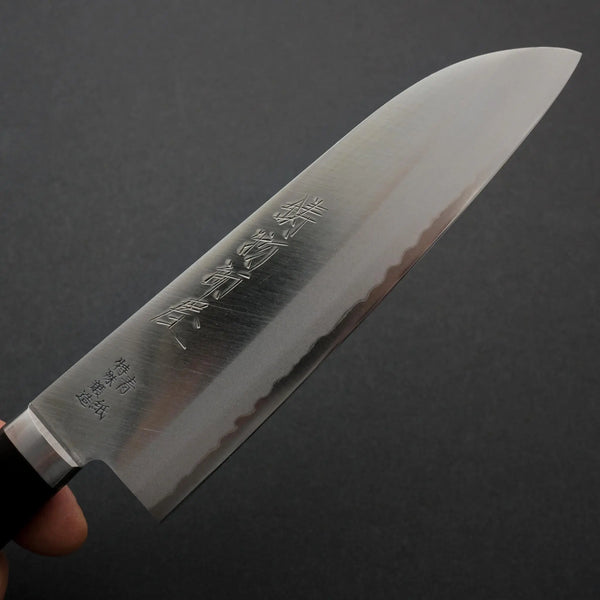 Hitohira Imojiya MZ Blue #2 Stainless Clad Santoku 145mm Pakka Handle - Tetogi