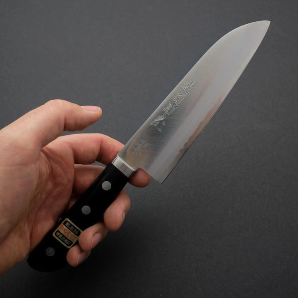 Hitohira Imojiya MZ Blue #2 Stainless Clad Santoku 145mm Pakka Handle - Tetogi