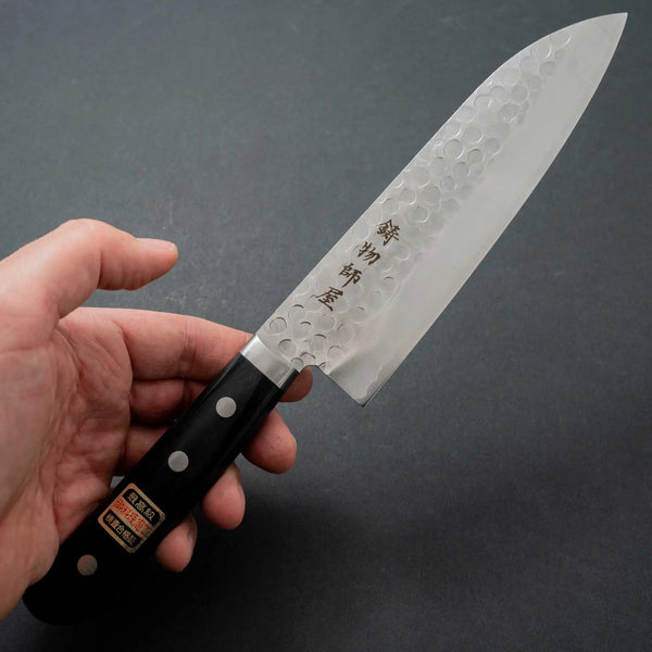 Hitohira Imojiya MZ Tsuchime Migaki Santoku 165mm Pakka Handle - Tetogi