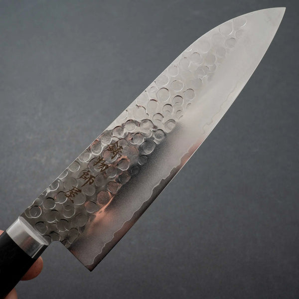 Hitohira Imojiya MZ Tsuchime Migaki Santoku 165mm Pakka Handle - Tetogi