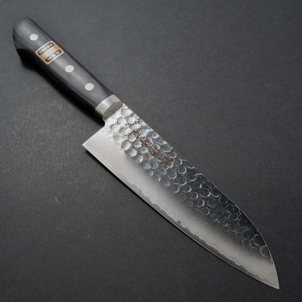 Hitohira Imojiya MZ Tsuchime Migaki Santoku 165mm Pakka Handle - Tetogi
