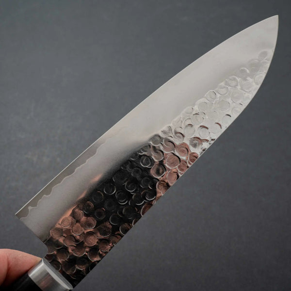 Hitohira Imojiya MZ Tsuchime Migaki Santoku 165mm Pakka Handle - Tetogi